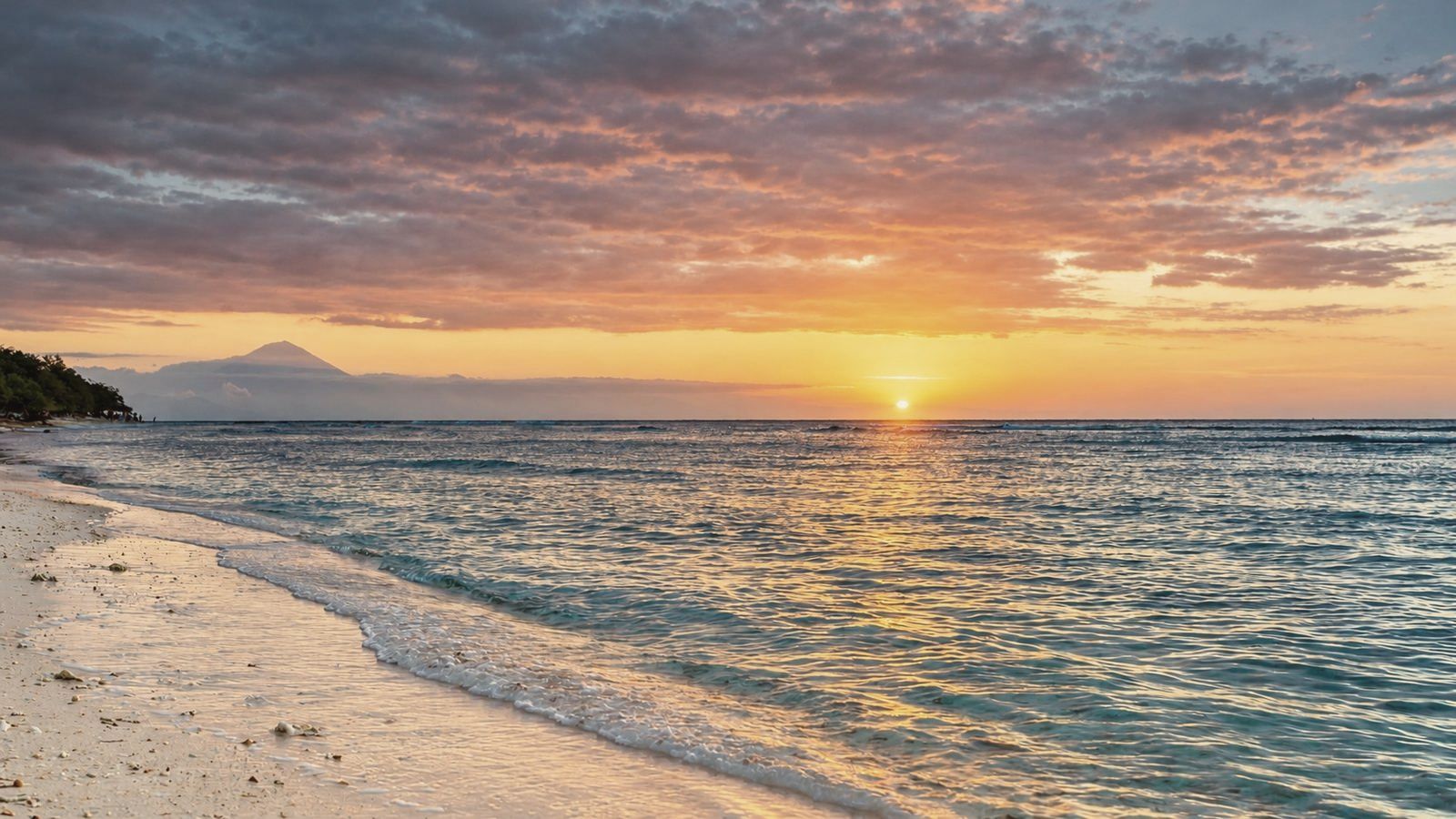 Sunset over the sea seen from the resort’s beach